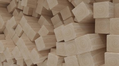 Render 3d inşaat ahşap kirişler ve plakalar