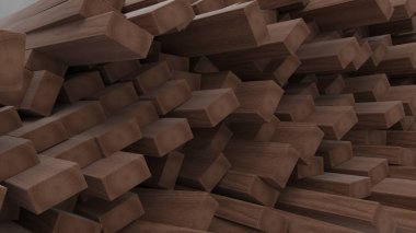 Render 3d inşaat ahşap kirişler ve plakalar