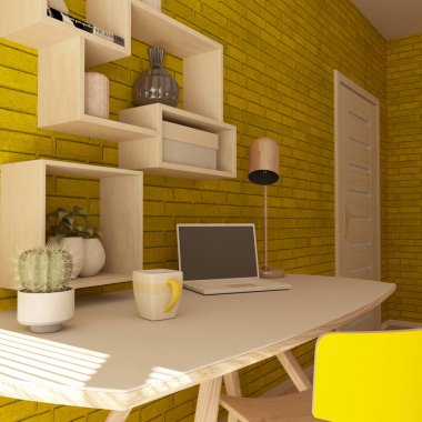 Modern bir ev ofis 3d Render