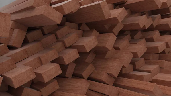 Renderizado de vigas y tablones de madera de construcción 3D —  Fotos de Stock