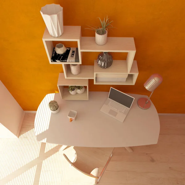 3D Render of a modern home office — Stock Photo, Image