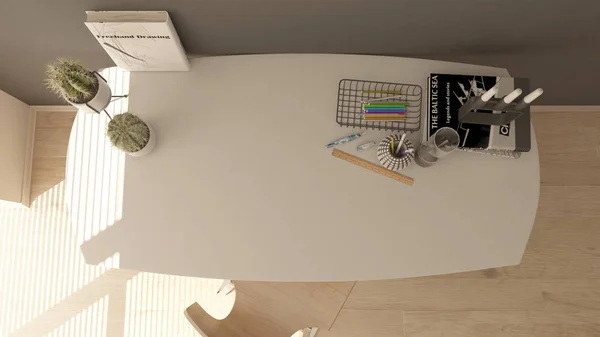 モダンホームオフィスの3Dレンダリング — ストック写真