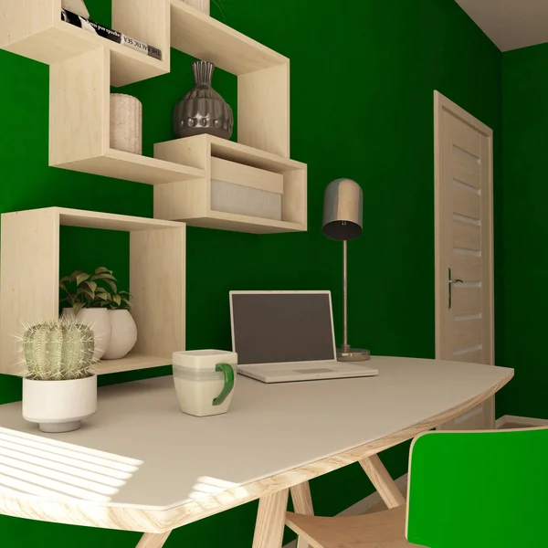 Modern bir ev ofis 3d Render — Stok fotoğraf