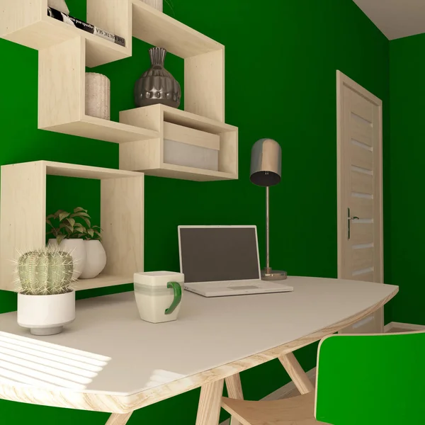 Modern bir ev ofis 3d Render — Stok fotoğraf