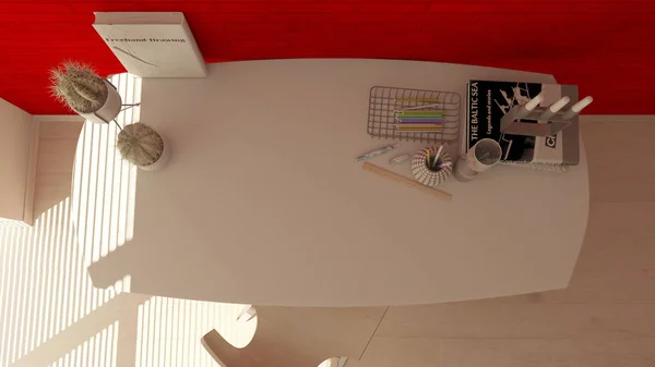 3D-rendering av ett modernt hemmakontor — Stockfoto
