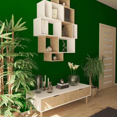 3d çağdaş Oturma Odası İç ve modern mobilya