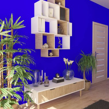 3d çağdaş Oturma Odası İç ve modern mobilya