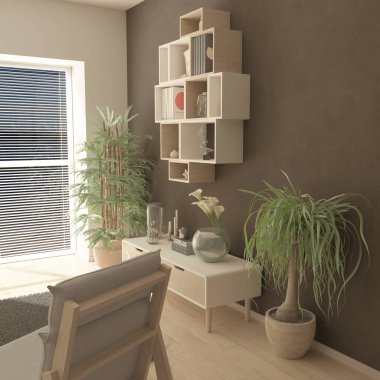 3d çağdaş Oturma Odası İç ve modern mobilya