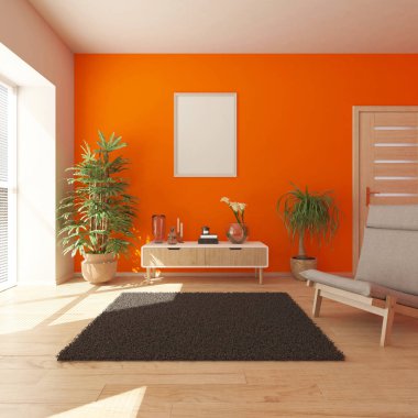 3d çağdaş Oturma Odası İç ve modern mobilya