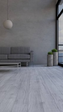 3d çağdaş Oturma Odası İç ve modern mobilya