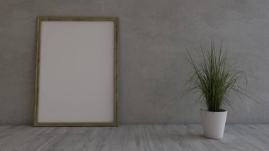 3d Çağdaş Boş Oda ve resim çerçevesi