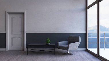 3d çağdaş Oturma Odası İç ve modern mobilya