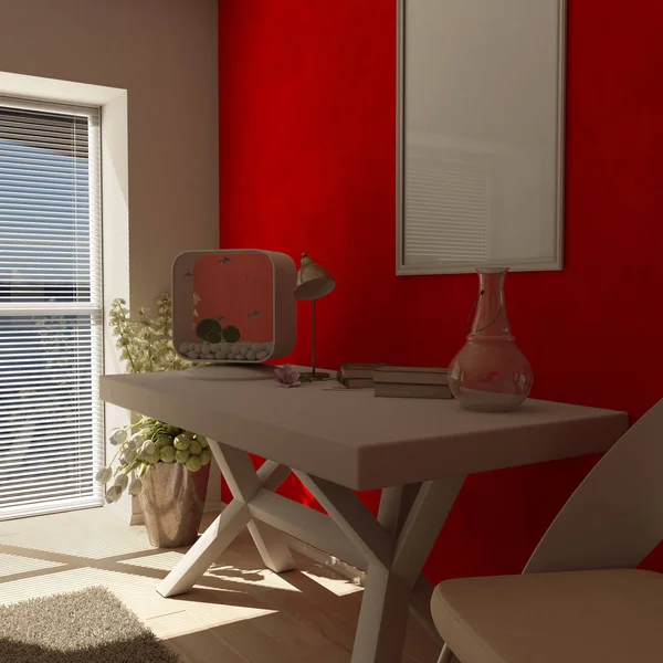 Sala de estar contemporánea 3D Interior y muebles modernos — Foto de Stock