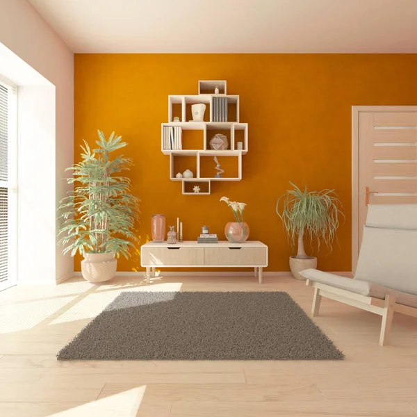 3d 现代客厅内饰和现代家具 — 图库照片