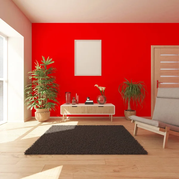 3D hedendaagse woonkamer interieur en moderne meubels — Stockfoto