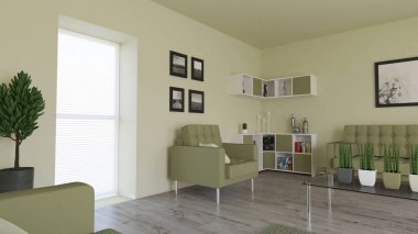 3d çağdaş Oturma Odası İç ve modern mobilya