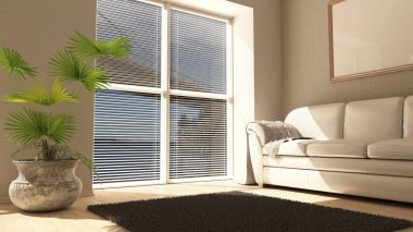 3d çağdaş Oturma Odası İç ve modern mobilya