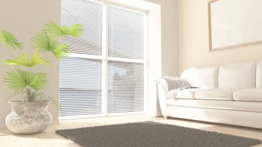3d çağdaş Oturma Odası İç ve modern mobilya