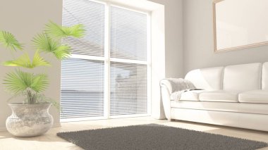 3d çağdaş Oturma Odası İç ve modern mobilya