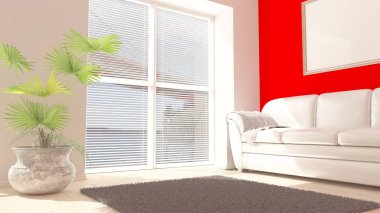 3d çağdaş Oturma Odası İç ve modern mobilya