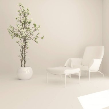 3d çağdaş Oturma Odası İç ve modern mobilya