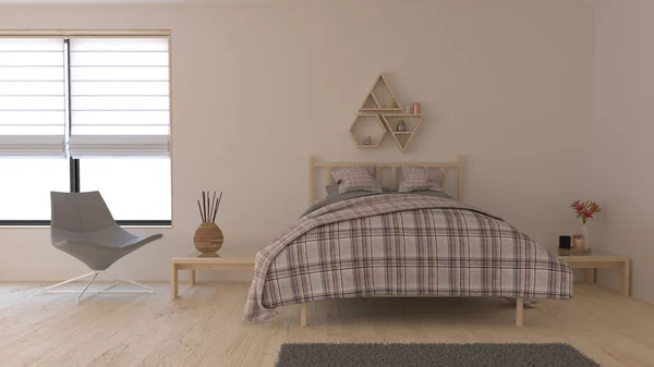 Chambre à coucher contemporaine 3D Intérieur — Photo