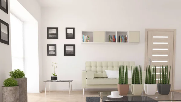 Sala de estar contemporánea 3D Interior y muebles modernos —  Fotos de Stock