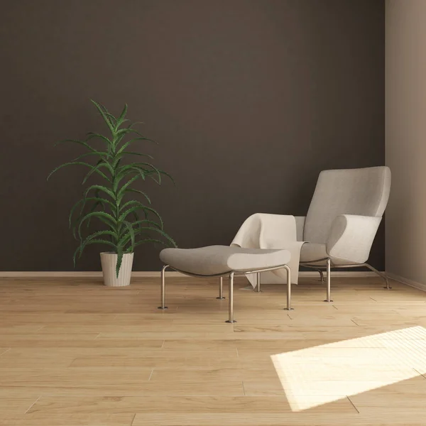 3D hedendaagse woonkamer interieur en moderne meubels — Stockfoto
