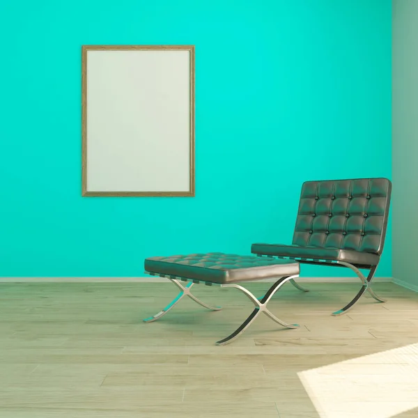 3d çağdaş Oturma Odası İç ve modern mobilya — Stok fotoğraf