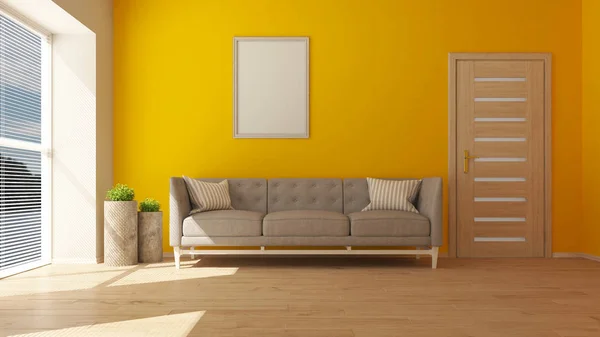 3d zeitgenössische Wohnzimmereinrichtung und moderne Möbel — Stockfoto