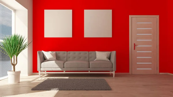 3D hedendaagse woonkamer interieur en moderne meubels — Stockfoto