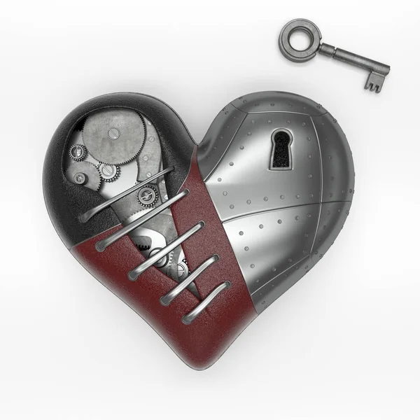Rendering del cuore in stile Steampunk 3d — Foto Stock