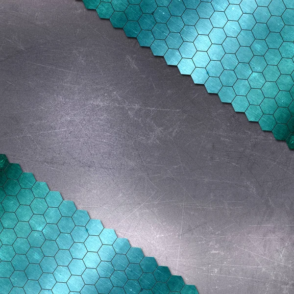 Fond métallique rayé avec motif hexagonal — Photo