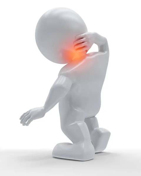 3D figure holding his neck in pain — Stock Photo, Image