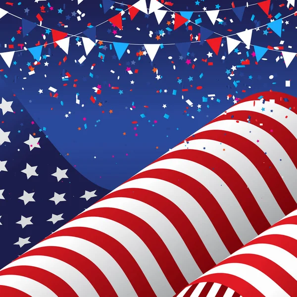 4 luglio sfondo con bandiera americana — Vettoriale Stock