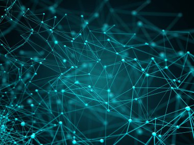 Bağlantı hatları ile soyut bir düşük poli tasarım 3d render bir