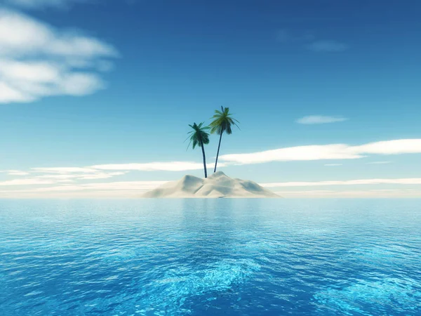3D тропічний острів пальмового дерева — стокове фото