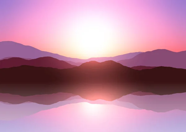 Solnedgång bergslandskap — Stock vektor