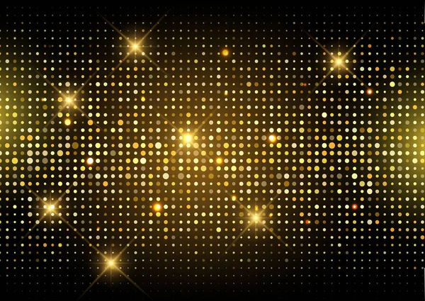 Glitter altın disko ışıkları arka plan — Stok Vektör