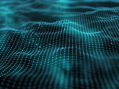 Bağlantı hatları ve noktaları ile 3d dijital manzara