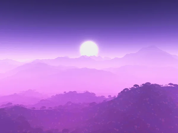 3D purple mountain landscape