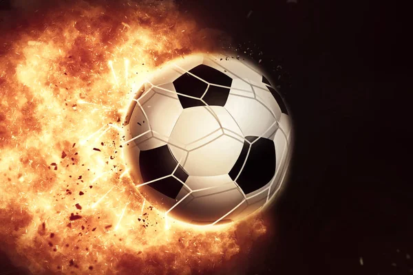 3D eploding vurige Voetbal/Soccer Ball — Stockfoto
