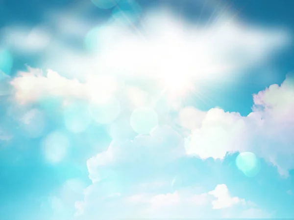 3D sunny blue sky with white clouds — Stock Photo, Image