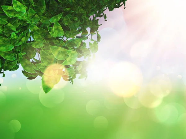 3D leaves on a defocussed sunny background — Stock Photo, Image