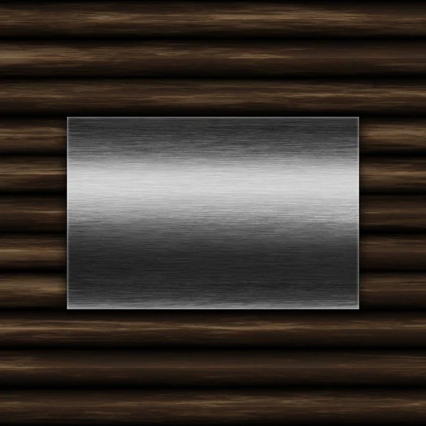 Grunge metal plate on an old wood background — Stock Photo, Image