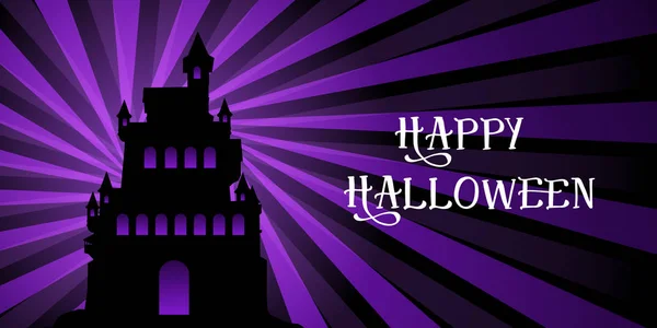 Halloween banner with castle on starburst design — Stock Vector