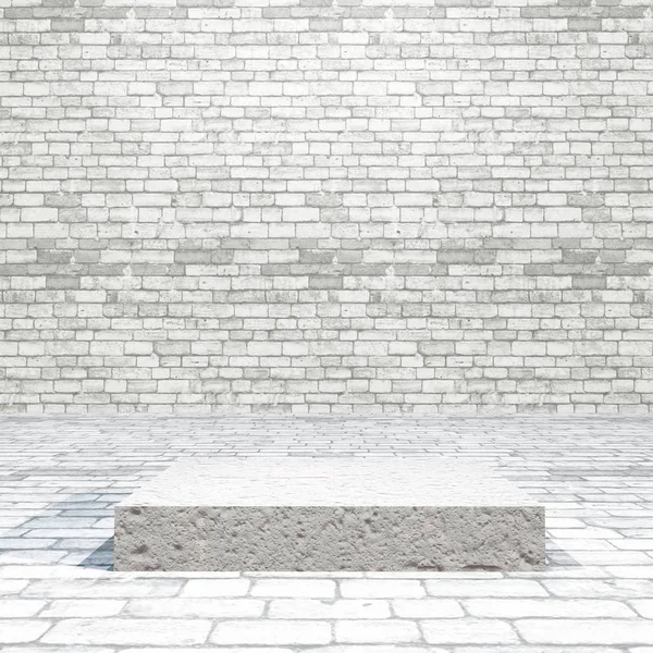 3D brick room with empty podium