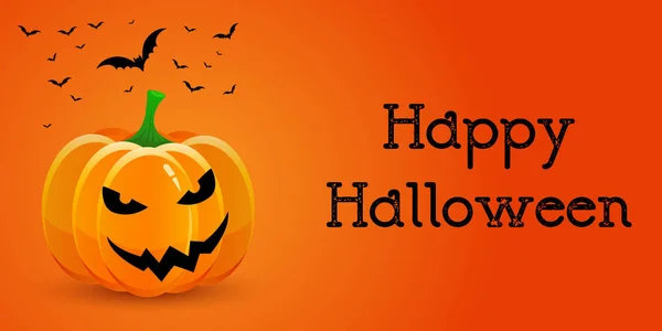 Halloween banner met pompoen en vleermuizen — Stockvector