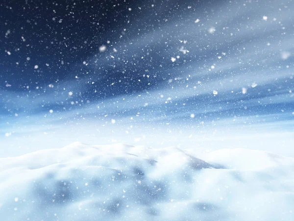 3D Vánoce zasněžené krajině — Stock fotografie