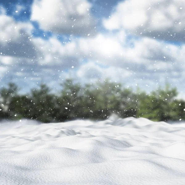 3D paesaggio invernale innevato — Foto Stock